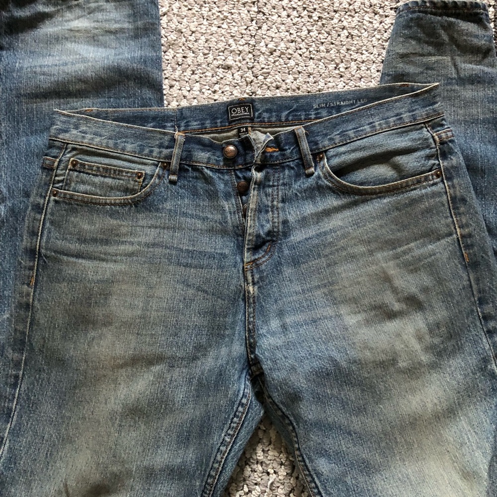 Obey Slim Straight Denim Jeans Y2K